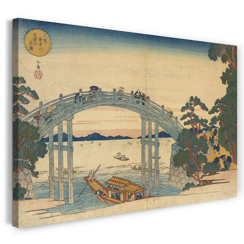 Leinwandbild Yashima Gakutei - Steinbrücke über den Aji-Fluss, Osaka