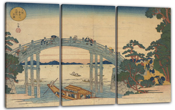 Leinwandbild Yashima Gakutei - Steinbrücke über den Aji-Fluss, Osaka