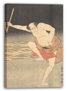 Leinwandbild Holzschnitt für einen Druck von Utagawa Toyokuni I entworfen - Ein Schauspieler neben dem Wasser