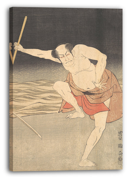 Leinwandbild Holzschnitt für einen Druck von Utagawa Toyokuni I entworfen - Ein Schauspieler neben dem Wasser