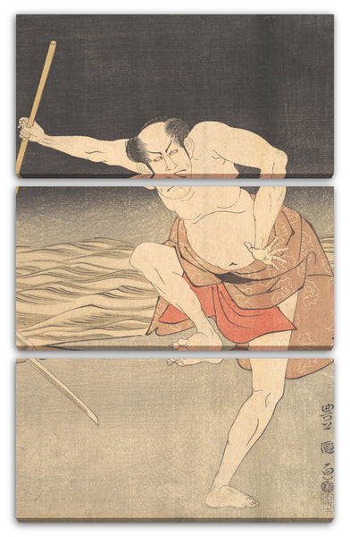 Leinwandbild Holzschnitt für einen Druck von Utagawa Toyokuni I entworfen - Ein Schauspieler neben dem Wasser