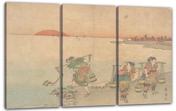 Leinwandbild Katsukawa Shunkō - Drei Wasserträger am Ufer