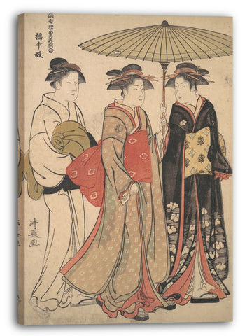 Leinwandbild Torii Kiyonaga - Kitchugi Geisha von der Tachibana-Straße