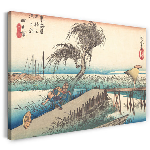 Leinwandbild Utagawa Hiroshige - Mie Fluss bei Yokkaichi