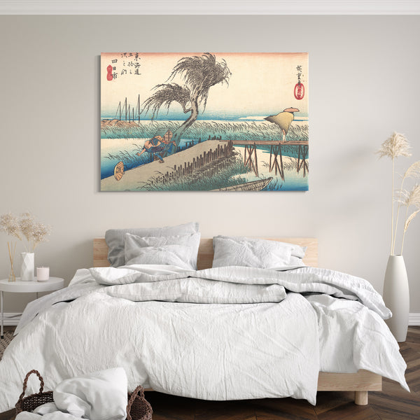 Leinwandbild Utagawa Hiroshige - Mie Fluss bei Yokkaichi