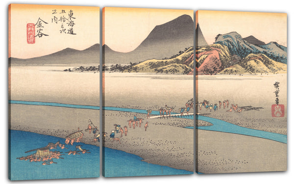 Leinwandbild Utagawa Hiroshige - Das weite Ufer des Ōi-Flusses bei Kanaya
