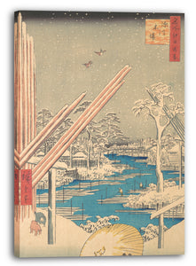 Leinwandbild Utagawa Hiroshige - Der Holzhof in Fukagawa