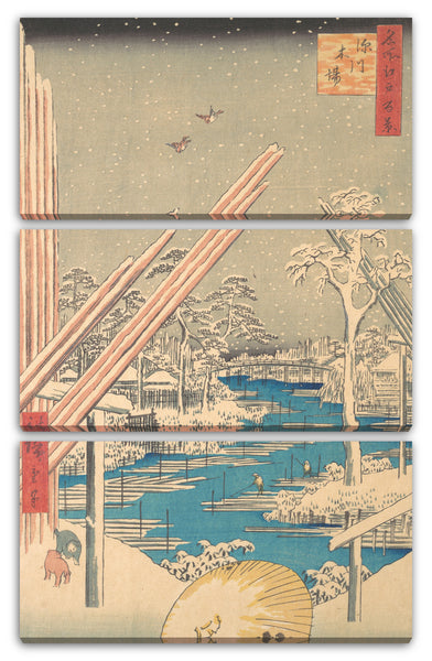 Leinwandbild Utagawa Hiroshige - Der Holzhof in Fukagawa