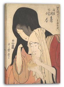 Leinwandbild Kitagawa Utamaro - Jihei von Kamiya brennt mit der Geisha Koharu von Kinokuniya durch