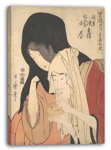 Leinwandbild Kitagawa Utamaro - Jihei von Kamiya brennt mit der Geisha Koharu von Kinokuniya durch