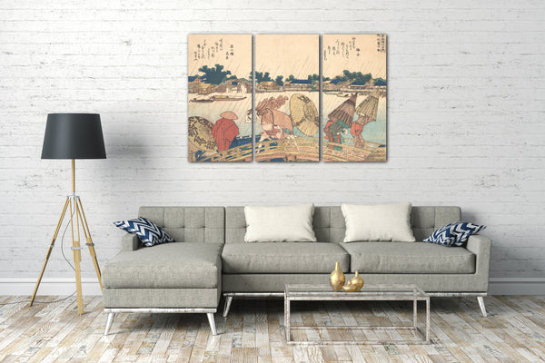 Leinwandbild Katsushika Hokusai - Regenschauer an der neuen Yanagi-Brücke