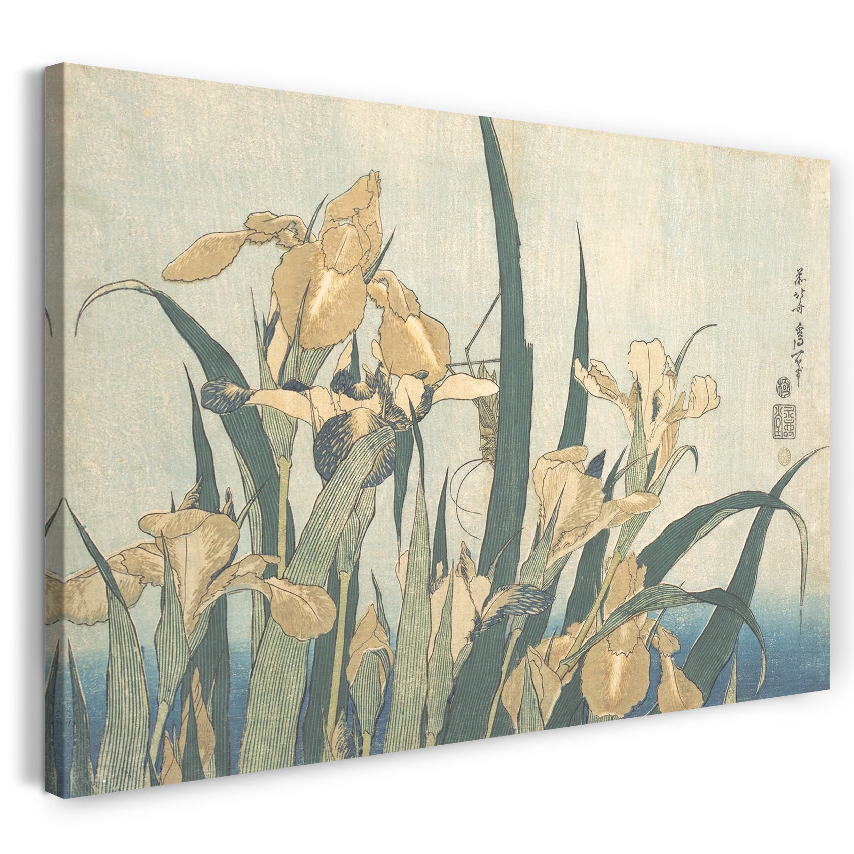 Leinwandbild Katsushika Hokusai - Grashüpfer und Iris