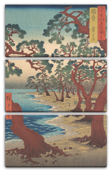 Leinwandbild Utagawa Hiroshige - Maiko-Strand, Provinz Harima, aus der Serie "Ansichten berühmter Orte in den sechzig sonderbaren Provinzen"