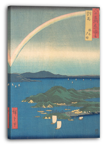 Leinwandbild Utagawa Hiroshige - Abendglühen, Tsushima-Provinz, aus der Serie "Ansichten berühmter Orte in den sechzig sonderbaren Provinzen"