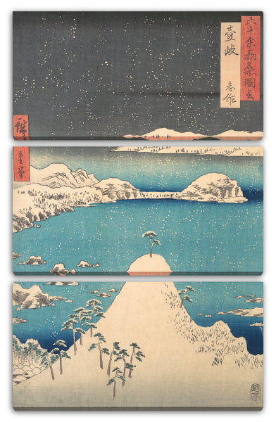 Leinwandbild Utagawa Hiroshige - Schneefall in Shimasaku, Provinz Iki, aus der Serie Ansichten berühmter Orte in den sechzig sonderbaren Provinzen
