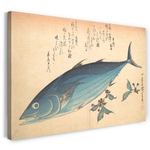 Leinwandbild Utagawa Hiroshige - Katsuo Fisch mit Kirschknospen, aus der Serie Uozukushi (Jede Fischsorte)