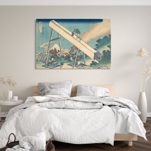 Leinwandbild Katsushika Hokusai - In den Bergen der Provinz Tōtomi (Tōtomi sanchū), aus der Serie Sechsunddreißig Ansichten des Berges Fuji (Fugaku sanjūrokkei)