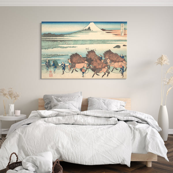 Leinwandbild Katsushika Hokusai - Die Neuen Felder in Ōno in der Provinz Suruga (Sunshū Ōno shinden), aus der Serie Sechsunddreißig Ansichten des Berges Fuji (Fugaku sanjūrokkei)
