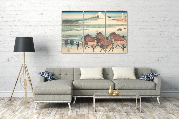 Leinwandbild Katsushika Hokusai - Die Neuen Felder in Ōno in der Provinz Suruga (Sunshū Ōno shinden), aus der Serie Sechsunddreißig Ansichten des Berges Fuji (Fugaku sanjūrokkei)