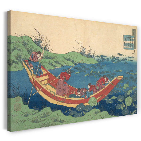 Leinwandbild Katsushika Hokusai - Gedicht von Funya no Asayasu, aus der Serie "Einhundert Gedichte, von einer Krankenschwester erklärt (Hyakunin isshu ubaga etoki)"