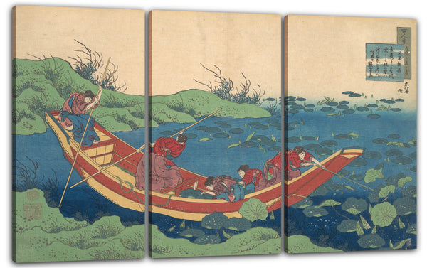 Leinwandbild Katsushika Hokusai - Gedicht von Funya no Asayasu, aus der Serie "Einhundert Gedichte, von einer Krankenschwester erklärt (Hyakunin isshu ubaga etoki)"