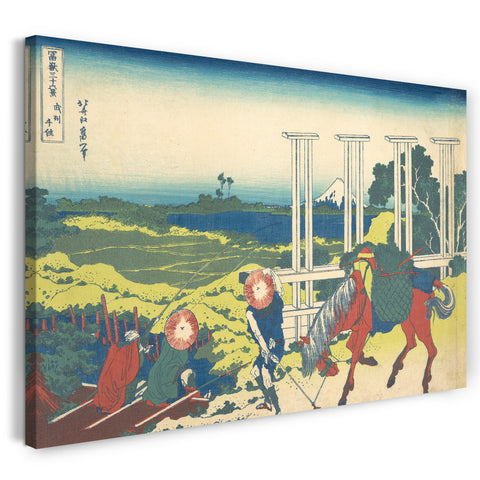 Leinwandbild Katsushika Hokusai - Senju in der Provinz Musashi (Bushū Senju), aus der Serie Sechsunddreißig Ansichten des Berges Fuji (Fugaku sanjūrokkei)