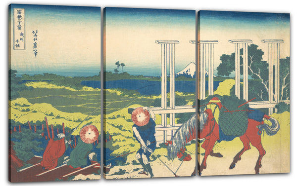 Leinwandbild Katsushika Hokusai - Senju in der Provinz Musashi (Bushū Senju), aus der Serie Sechsunddreißig Ansichten des Berges Fuji (Fugaku sanjūrokkei)