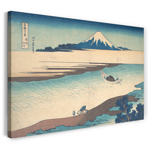 Leinwandbild Katsushika Hokusai - FujiThe Tama River, Provinz Musashi, aus der Serie Sechsunddreißig Ansichten des Mount Fuji (Fugaku sanjūrokkei)