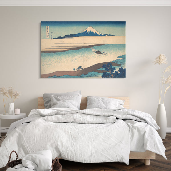 Leinwandbild Katsushika Hokusai - FujiThe Tama River, Provinz Musashi, aus der Serie Sechsunddreißig Ansichten des Mount Fuji (Fugaku sanjūrokkei)
