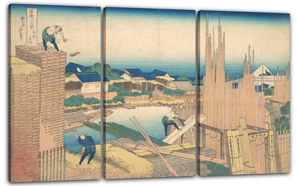 Leinwandbild Katsushika Hokusai - Tatekawa in Honjō (Honjō Tatekawa), aus der Serie Sechsunddreißig Ansichten des Berges Fuji (Fugaku sanjūrokkei)