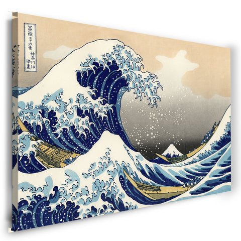 Leinwandbild Katsushika Hokusai - Die Welle - Unter der Welle vor Kanagawa (Kanagawa Oki Nami Ura), auch bekannt als Die Große Welle, aus der Serie Sechsunddreißig Ansichten des Bergs Fuji (Fugaku sanjūrokkei)