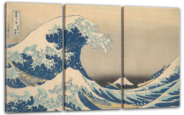 Leinwandbild Katsushika Hokusai - Die Welle - Unter der Welle vor Kanagawa (Kanagawa Oki Nami Ura), auch bekannt als Die Große Welle, aus der Serie Sechsunddreißig Ansichten des Bergs Fuji (Fugaku sanjūrokkei)
