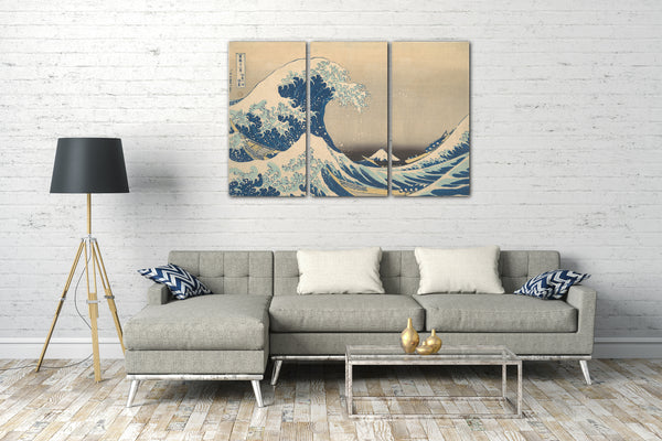 Leinwandbild Katsushika Hokusai - Die Welle - Unter der Welle vor Kanagawa (Kanagawa Oki Nami Ura), auch bekannt als Die Große Welle, aus der Serie Sechsunddreißig Ansichten des Bergs Fuji (Fugaku sanjūrokkei)