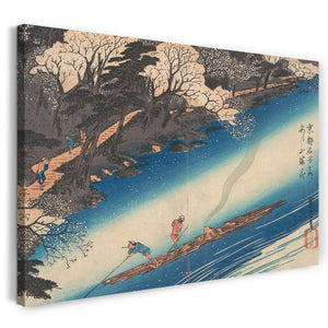 Leinwandbild Utagawa Hiroshige - Kirschblüten bei Arashiyama, aus der Serie Berühmte Orte von Kyōto
