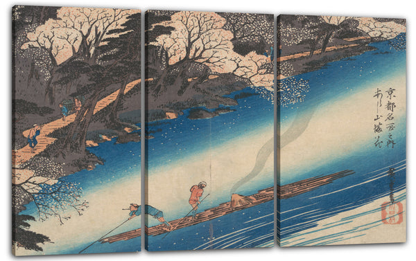 Leinwandbild Utagawa Hiroshige - Kirschblüten bei Arashiyama, aus der Serie Berühmte Orte von Kyōto
