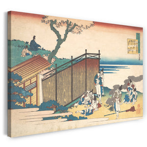 Leinwandbild Katsushika Hokusai - Gedicht von Ōnakatomi no Yoshinobu Ason, aus der Serie "Einhundert Gedichte, erklärt von der Krankenschwester" (Hyakunin isshu uba ga etoki)