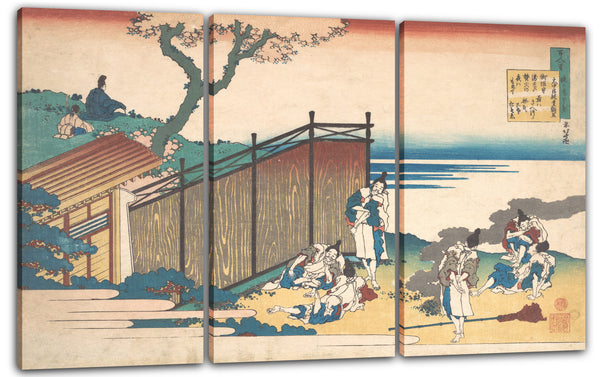 Leinwandbild Katsushika Hokusai - Gedicht von Ōnakatomi no Yoshinobu Ason, aus der Serie "Einhundert Gedichte, erklärt von der Krankenschwester" (Hyakunin isshu uba ga etoki)