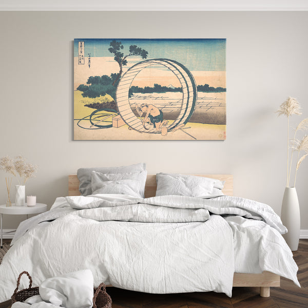 Leinwandbild Katsushika Hokusai - Fujimigahara in der Provinz Owari (Bishū Fujimigahara), aus der Serie Sechsunddreißig Ansichten des Berges Fuji (Fugaku sanjūrokkei)