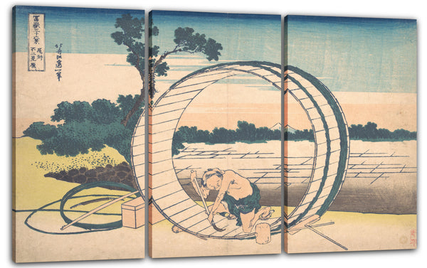 Leinwandbild Katsushika Hokusai - Fujimigahara in der Provinz Owari (Bishū Fujimigahara), aus der Serie Sechsunddreißig Ansichten des Berges Fuji (Fugaku sanjūrokkei)