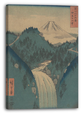 Leinwandbild Utagawa Hiroshige - Ansicht von Fuji San von den Bergen in der Provinz Izu (Izu no Sanchu), aus der Serie Sechsunddreißig Ansichten des Bergs Fuji (Fugaku sanjūrokkei)