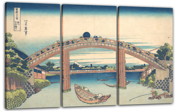 Leinwandbild Katsushika Hokusai - Unter der Mannenbrücke bei Fukagawa (Fukagawa Mannenbashi shita), aus der Serie Sechsunddreißig Ansichten des Berges Fuji (Fugaku sanjūrokkei)