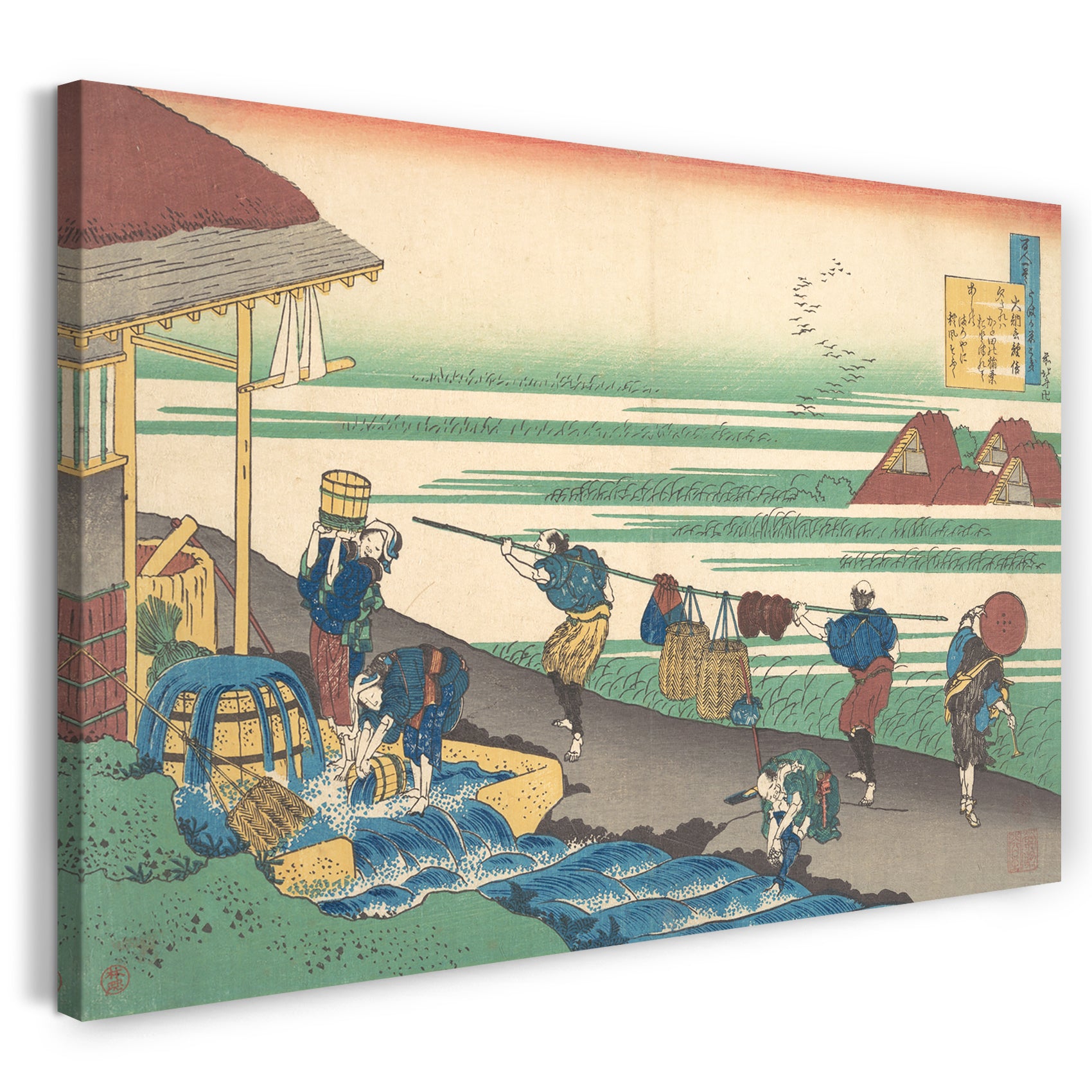 Leinwandbild Katsushika Hokusai - Gedicht von Dainagon Tsunenobu (Minamoto kein Tsunenobu, Katsura no Dainagon), aus der Serie "Einhundert Gedichte erklärt von der Krankenschwester (Hyakunin isshu uba ga etoki)"