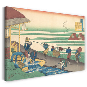 Leinwandbild Katsushika Hokusai - Gedicht von Dainagon Tsunenobu (Minamoto kein Tsunenobu, Katsura no Dainagon), aus der Serie "Einhundert Gedichte erklärt von der Krankenschwester (Hyakunin isshu uba ga etoki)"