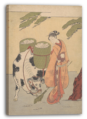 Leinwandbild Suzuki Harunobu - Eine Frau, die ihre Liebesbriefe zusammenfegt