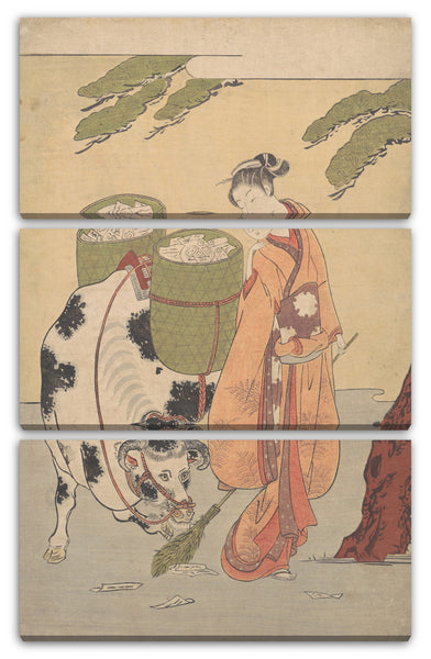 Leinwandbild Suzuki Harunobu - Eine Frau, die ihre Liebesbriefe zusammenfegt