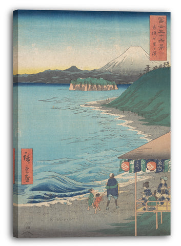 Leinwandbild Utagawa Hiroshige - Ansicht des Berges Fuji vom Seven-ri Strand, Provinz Sagami (Sōshū: Shichi-ri ga hama), aus der Serie Sechsunddreißig Ansichten des Berges Fuji (Fugaku sanjūrokkei)