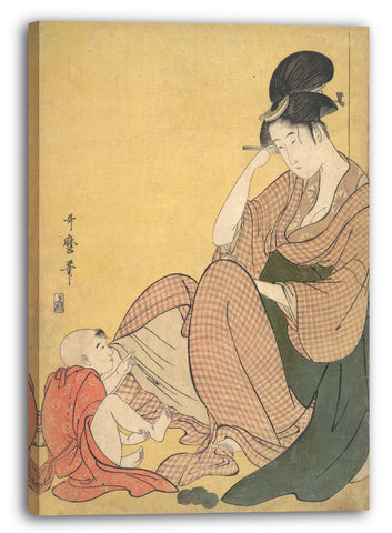 Leinwandbild Kitagawa Utamaro - Frau und Kind