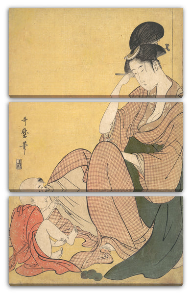 Leinwandbild Kitagawa Utamaro - Frau und Kind