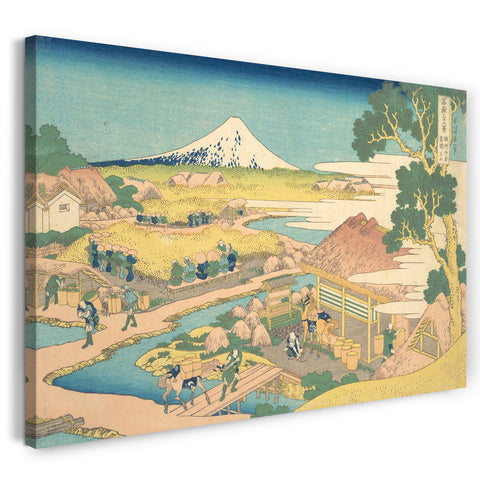 Leinwandbild Katsushika Hokusai - Fuji von den Katakura-Teefeldern in Suruga (Sunshū Katakura chaen kein Fuji), aus der Serie Sechsunddreißig Ansichten des Berges Fuji (Fugaku sanjūrokkei)
