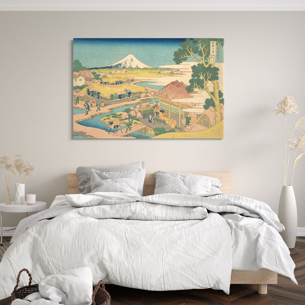 Leinwandbild Katsushika Hokusai - Fuji von den Katakura-Teefeldern in Suruga (Sunshū Katakura chaen kein Fuji), aus der Serie Sechsunddreißig Ansichten des Berges Fuji (Fugaku sanjūrokkei)